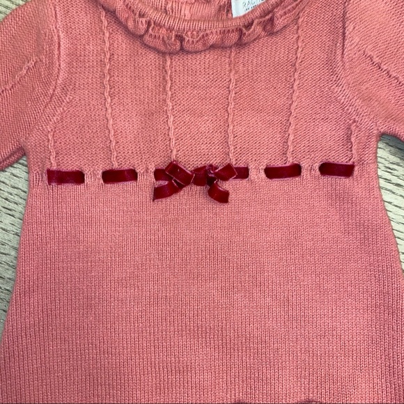 Pink knit long sleeve dress with matching hat - Picture 2 of 7